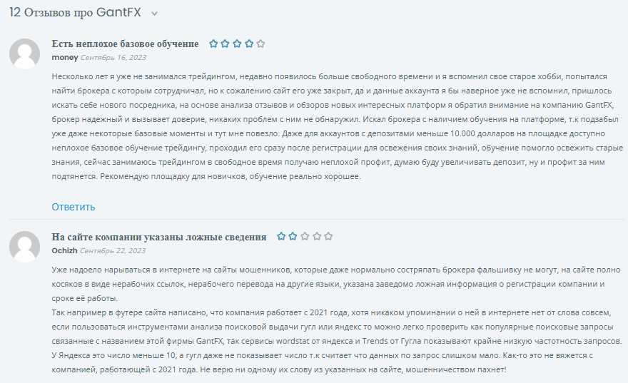 gantfx отзывы