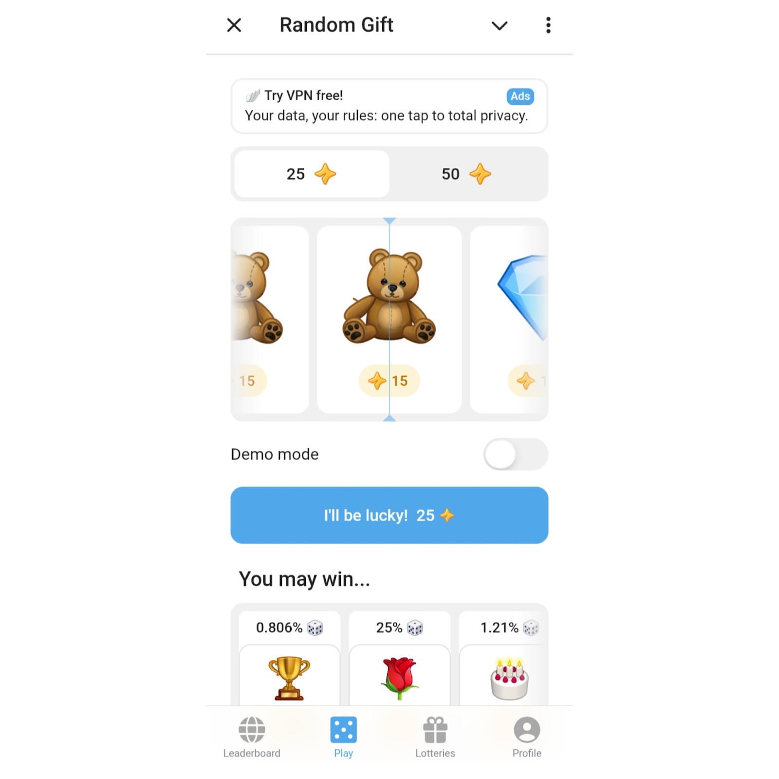 random gift telegram