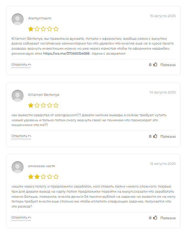 работа в интернете озонгоп отзывы