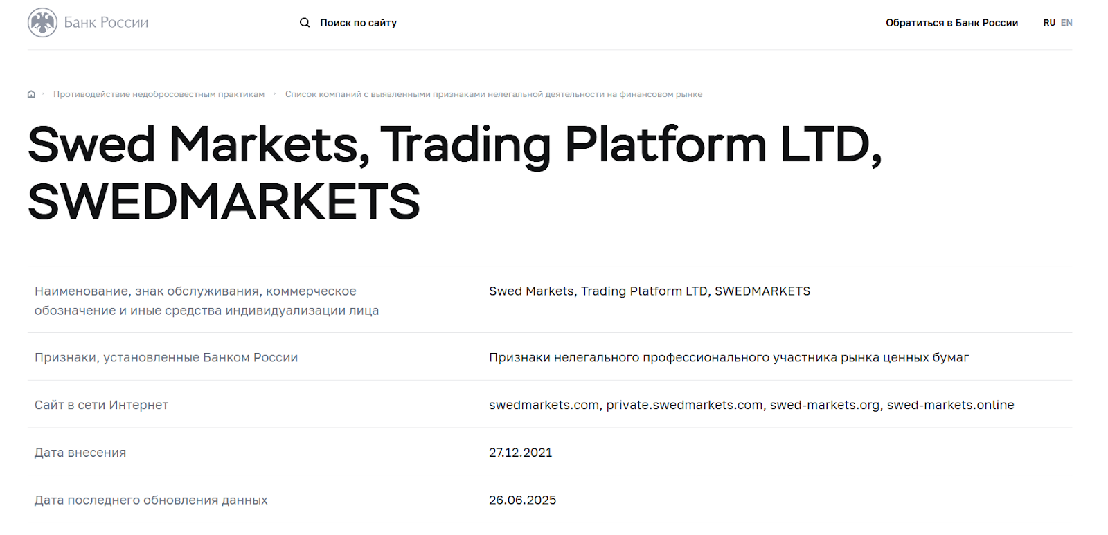 swedmarkets отзывы