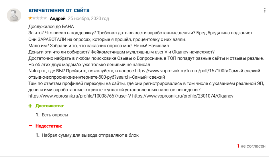 Вопросник отзывы