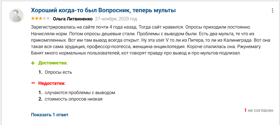 Вопросник заработок
