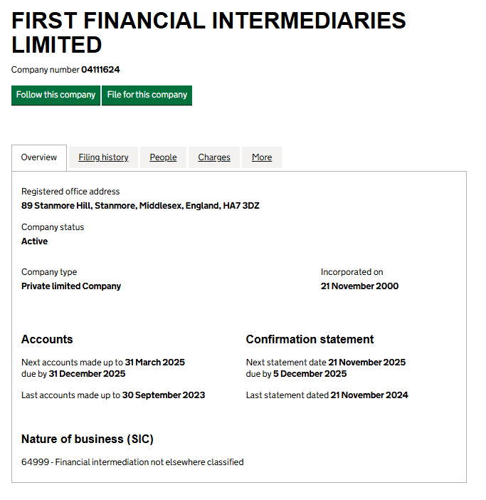 first financial intermediaries limited отзывы