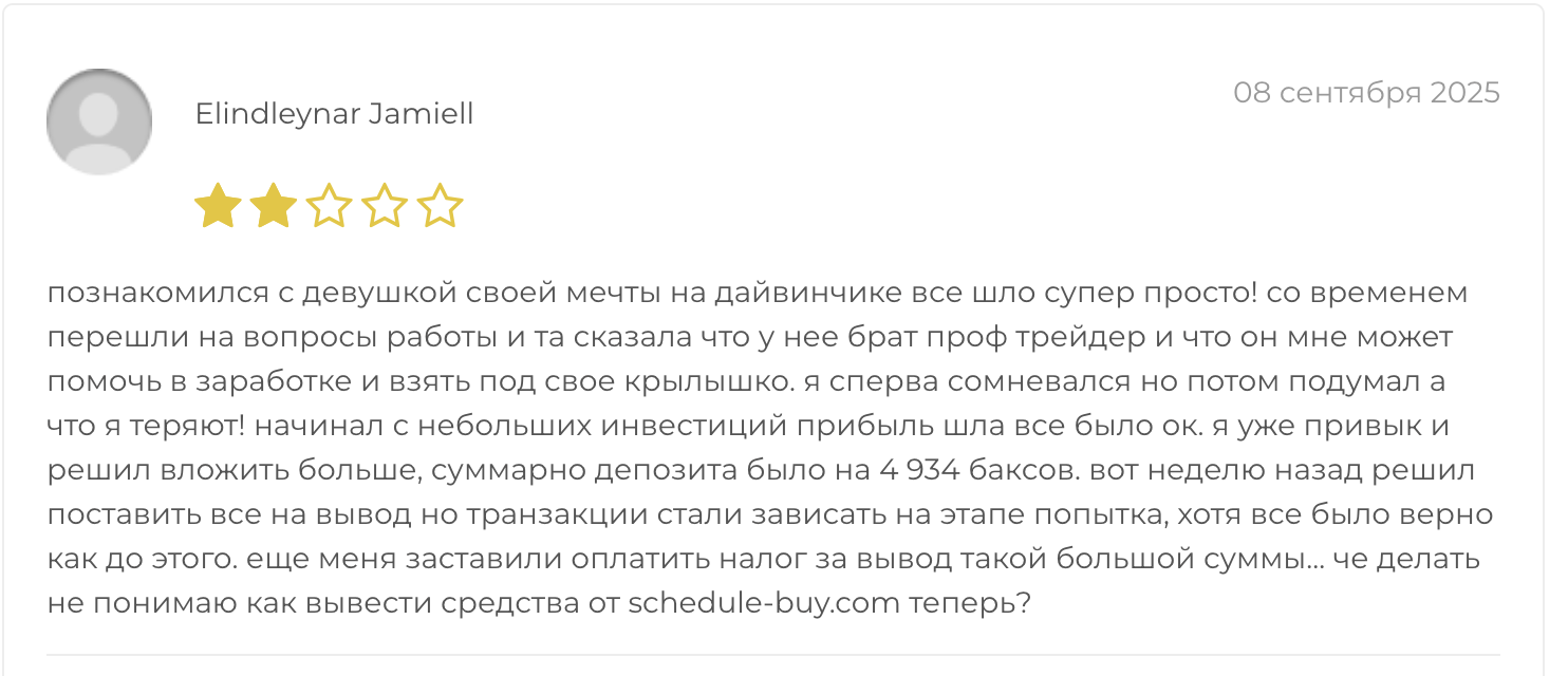 schedule buy trade платформа
