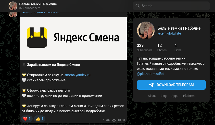 белые темки для заработка тг
